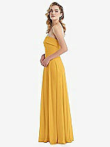 Side View Thumbnail - NYC Yellow Cuffed Strapless Maxi Dress with Front Slit