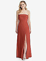 Front View Thumbnail - Amber Sunset Cuffed Strapless Maxi Dress with Front Slit