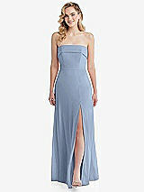 Front View Thumbnail - Cloudy Cuffed Strapless Maxi Dress with Front Slit