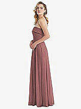 Side View Thumbnail - Rosewood Cuffed Strapless Maxi Dress with Front Slit