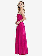 Side View Thumbnail - Think Pink Cuffed Strapless Maxi Dress with Front Slit