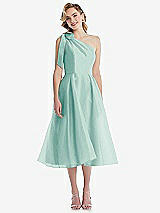 Front View Thumbnail - Coastal Scarf-Tie One-Shoulder Organdy Midi Dress 