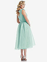 Rear View Thumbnail - Coastal Scarf-Tie One-Shoulder Organdy Midi Dress 