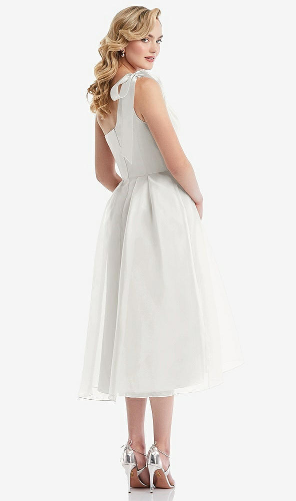 Back View - Starlight Scarf-Tie One-Shoulder Organdy Midi Dress 