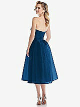 Rear View Thumbnail - Comet Strapless Pleated Skirt Organdy Midi Dress