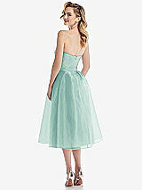 Rear View Thumbnail - Coastal Strapless Pleated Skirt Organdy Midi Dress