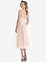 Rear View Thumbnail - Blush Strapless Pleated Skirt Organdy Midi Dress