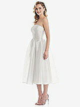 Side View Thumbnail - Starlight Strapless Pleated Skirt Organdy Midi Dress