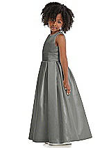 Side View Thumbnail - Charcoal Gray Sleeveless Pleated Skirt Satin Flower Girl Dress