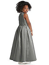 Rear View Thumbnail - Charcoal Gray Sleeveless Pleated Skirt Satin Flower Girl Dress