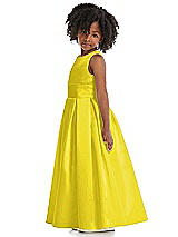 Side View Thumbnail - Citrus Sleeveless Pleated Skirt Satin Flower Girl Dress