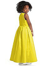 Rear View Thumbnail - Citrus Sleeveless Pleated Skirt Satin Flower Girl Dress