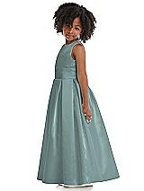 Side View Thumbnail - Icelandic Sleeveless Pleated Skirt Satin Flower Girl Dress