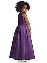 Rear View Thumbnail - Majestic Sleeveless Pleated Skirt Satin Flower Girl Dress