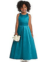 Front View Thumbnail - Oasis Sleeveless Pleated Skirt Satin Flower Girl Dress