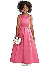 Front View Thumbnail - Punch Sleeveless Pleated Skirt Satin Flower Girl Dress