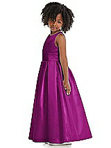 Side View Thumbnail - Persian Plum Sleeveless Pleated Skirt Satin Flower Girl Dress