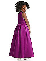 Rear View Thumbnail - Persian Plum Sleeveless Pleated Skirt Satin Flower Girl Dress