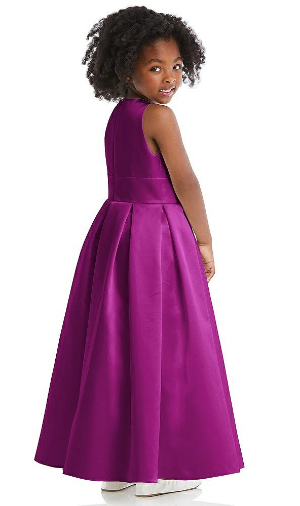 Back View - Persian Plum Sleeveless Pleated Skirt Satin Flower Girl Dress