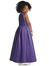 Rear View Thumbnail - Regalia - PANTONE Ultra Violet Sleeveless Pleated Skirt Satin Flower Girl Dress