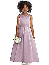 Front View Thumbnail - Suede Rose Sleeveless Pleated Skirt Satin Flower Girl Dress