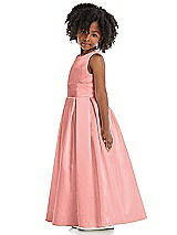 Side View Thumbnail - Apricot Sleeveless Pleated Skirt Satin Flower Girl Dress