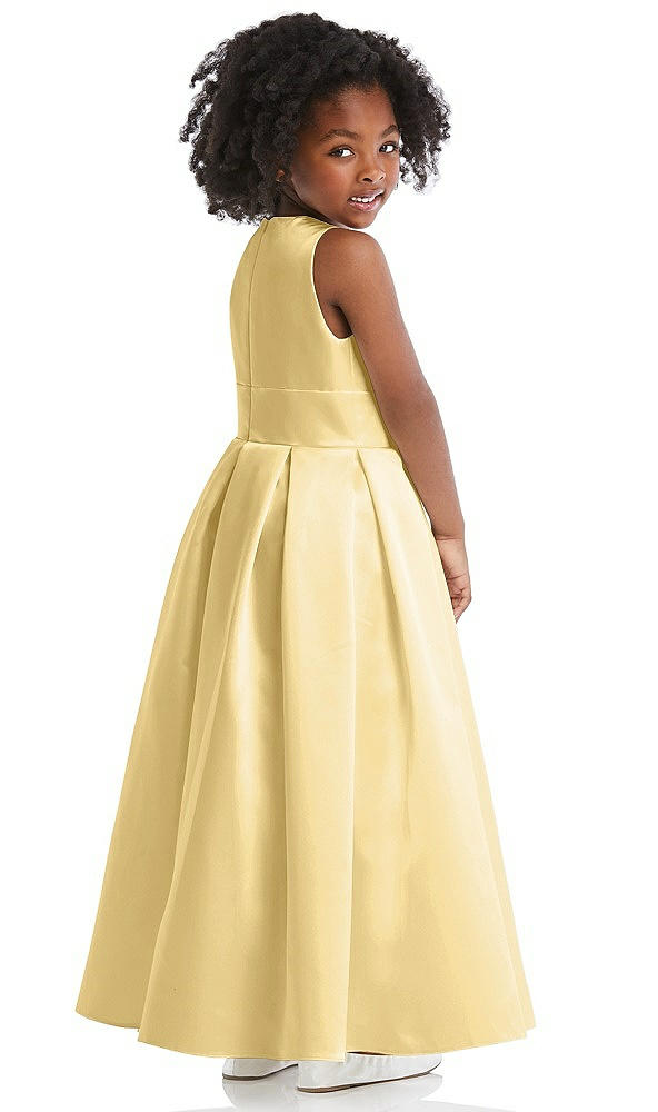 Back View - Buttercup Sleeveless Pleated Skirt Satin Flower Girl Dress