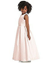 Side View Thumbnail - Blush Sleeveless Pleated Skirt Satin Flower Girl Dress