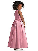 Rear View Thumbnail - Carnation Sleeveless Pleated Skirt Satin Flower Girl Dress