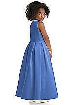 Rear View Thumbnail - Cornflower Sleeveless Pleated Skirt Satin Flower Girl Dress