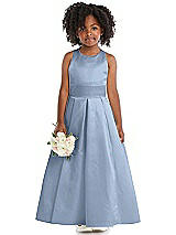 Front View Thumbnail - Cloudy Sleeveless Pleated Skirt Satin Flower Girl Dress