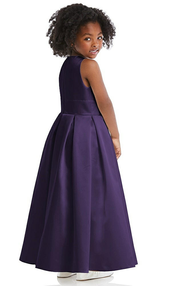 Back View - Concord Sleeveless Pleated Skirt Satin Flower Girl Dress