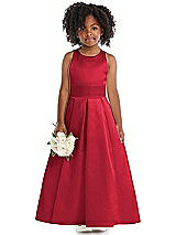 Front View Thumbnail - Flame Sleeveless Pleated Skirt Satin Flower Girl Dress