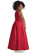 Rear View Thumbnail - Flame Sleeveless Pleated Skirt Satin Flower Girl Dress