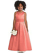 Front View Thumbnail - Ginger Sleeveless Pleated Skirt Satin Flower Girl Dress