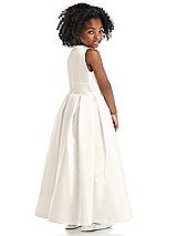 Rear View Thumbnail - Ivory Sleeveless Pleated Skirt Satin Flower Girl Dress