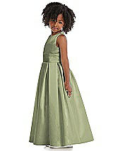 Side View Thumbnail - Kiwi Sleeveless Pleated Skirt Satin Flower Girl Dress