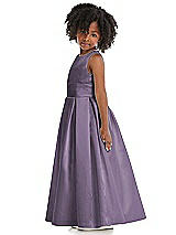 Side View Thumbnail - Lavender Sleeveless Pleated Skirt Satin Flower Girl Dress