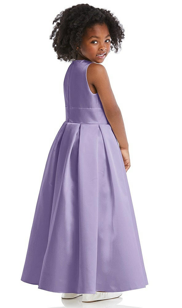 Back View - Passion Sleeveless Pleated Skirt Satin Flower Girl Dress