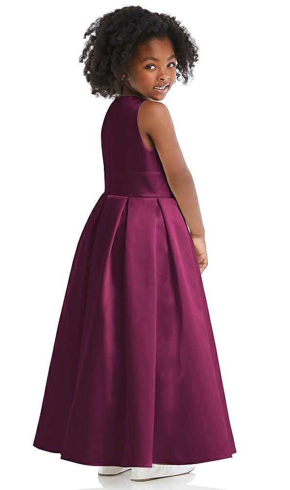 Back View - Ruby Sleeveless Pleated Skirt Satin Flower Girl Dress