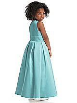 Rear View Thumbnail - Spa Sleeveless Pleated Skirt Satin Flower Girl Dress