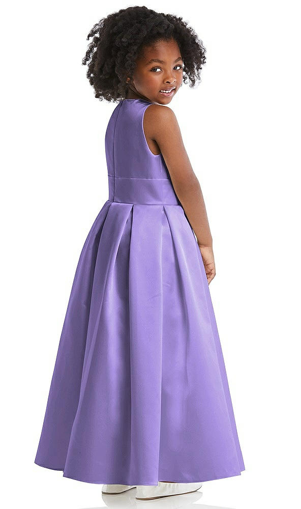 Back View - Tahiti Sleeveless Pleated Skirt Satin Flower Girl Dress