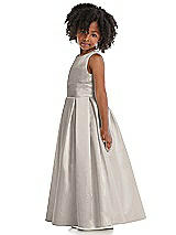 Side View Thumbnail - Taupe Sleeveless Pleated Skirt Satin Flower Girl Dress