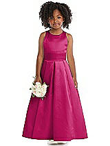 Front View Thumbnail - Tutti Frutti Sleeveless Pleated Skirt Satin Flower Girl Dress