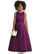 Front View Thumbnail - Wild Berry Sleeveless Pleated Skirt Satin Flower Girl Dress