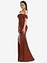 Alt View 2 Thumbnail - Auburn Moon Off-the-Shoulder Corset Stretch Satin Mermaid Dress with Slight Train