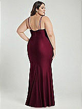 Alt View 3 Thumbnail - Cabernet Deep V-Neck Stretch Satin Mermaid Dress with Slight Train