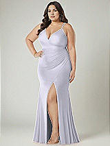 Alt View 1 Thumbnail - Silver Dove Deep V-Neck Stretch Satin Mermaid Dress with Slight Train