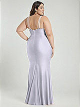 Alt View 3 Thumbnail - Silver Dove Deep V-Neck Stretch Satin Mermaid Dress with Slight Train