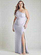 Alt View 1 Thumbnail - Silver Dove One-Shoulder Asymmetrical Cowl Back Stretch Satin Mermaid Dress